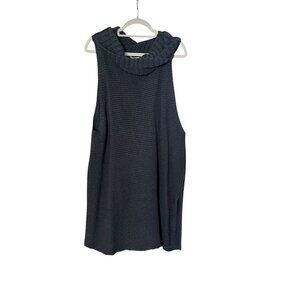 Soft Surroundings Blue Paola Cowl Neck Chunky Sleeveless Sweater Tunic Womens 2X